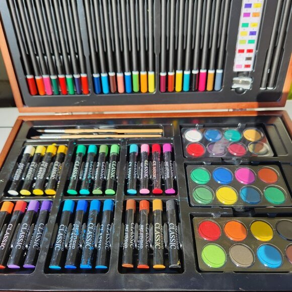 NEW LARGE Wood Box Art Kit Painting Drawing Supplies Set School Storage Box Org - Picture 13 of 16